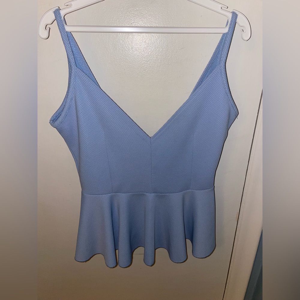 UK2LA (Forever 21) Baby Blue Peplum Top (Size Medium)